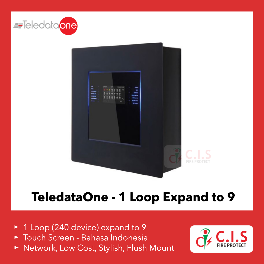 TeledataOne Fire Alarm Control Panel 1 Loop Expandable to 9 With Touch Screen